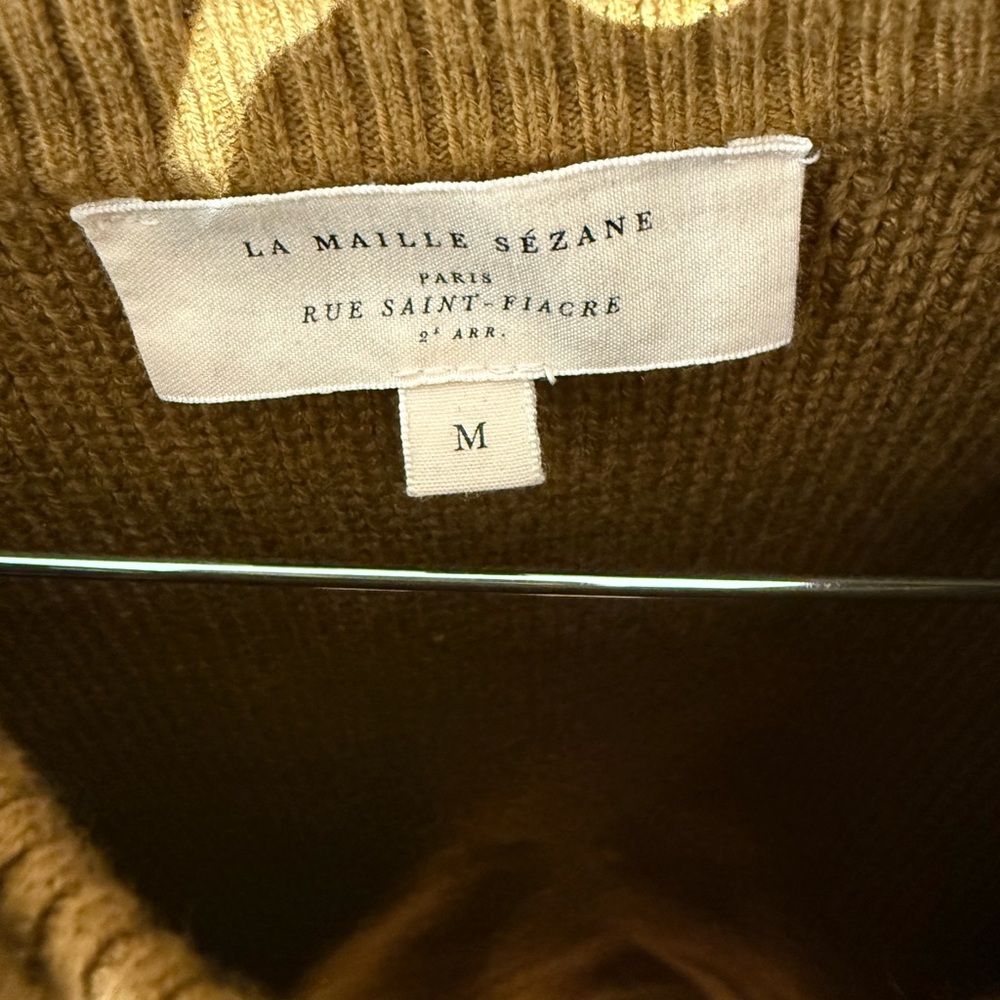 Sezane Olive Green Valerio Jacket Cardigan Wool Cotton size M EUC - Picture 7 of 11